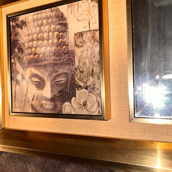 Buddha decorative Picture Gold frame 2x head Picture frame W/Center Mirror - Picture 3 of 7